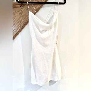 White sequin mini dress. Perfect for Bachelorette or bridal shower